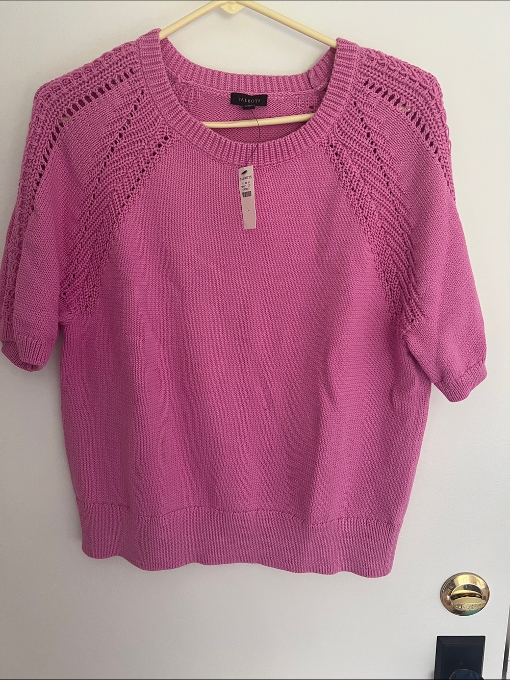 Talbots Bright Pink Short Sleeve Knit Top